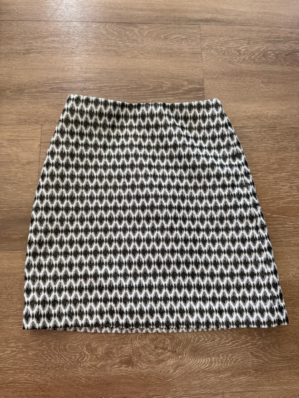 LOFT Black and White Ikat-Print Mini Skirt
